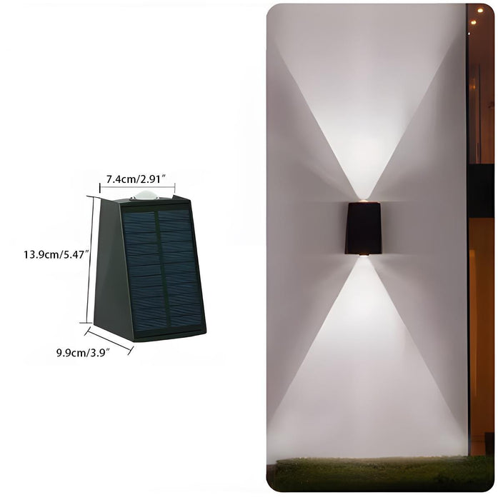 Solar Up/Down Wall Washer Light, Waterproof LED Outdoor Sconce for Porch, Garden, Patio/Yard, Multi-Color Temperature, IP65