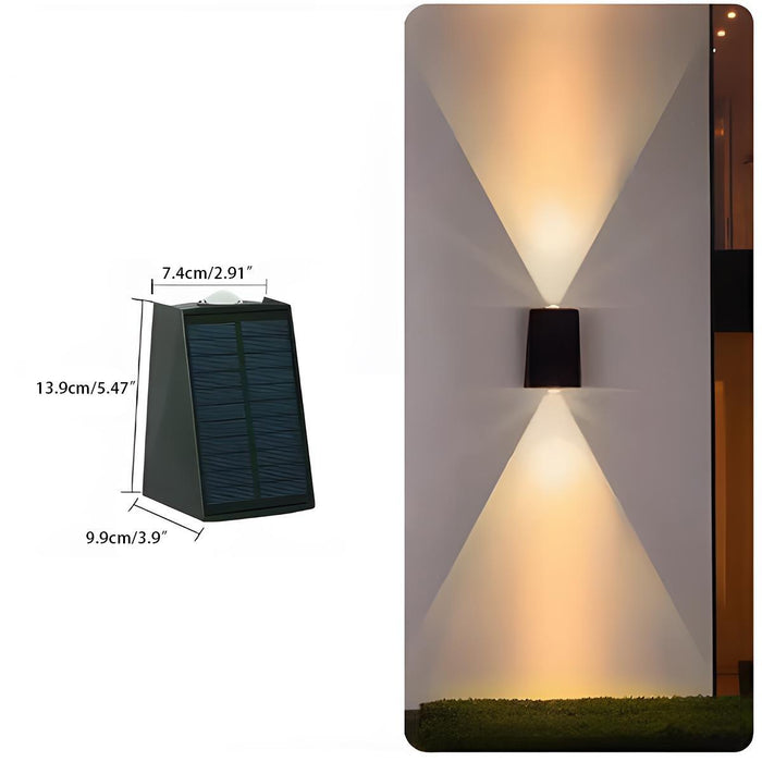 Solar Up/Down Wall Washer Light, Waterproof LED Outdoor Sconce for Porch, Garden, Patio/Yard, Multi-Color Temperature, IP65