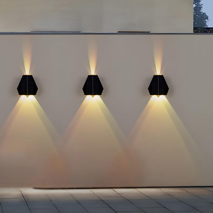 Solar Up/Down Wall Washer Light, Waterproof LED Outdoor Sconce for Porch, Garden, Patio/Yard, Multi-Color Temperature, IP65