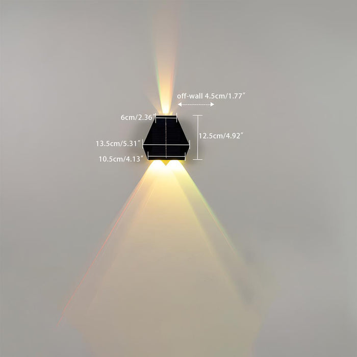 Solar Up/Down Wall Washer Light, Waterproof LED Outdoor Sconce for Porch, Garden, Patio/Yard, Multi-Color Temperature, IP65