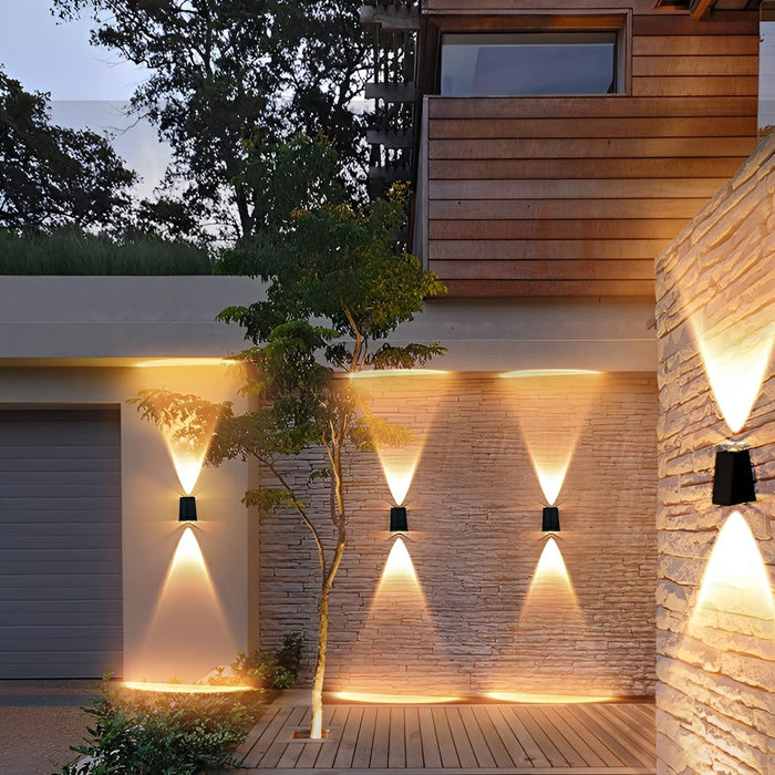 Solar Up/Down Wall Washer Light, Waterproof LED Outdoor Sconce for Porch, Garden, Patio/Yard, Multi-Color Temperature, IP65