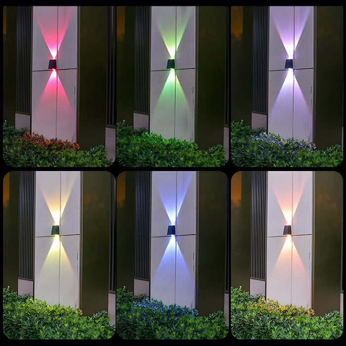 Solar Up/Down Wall Washer Light, Waterproof LED Outdoor Sconce for Porch, Garden, Patio/Yard, Multi-Color Temperature, IP65