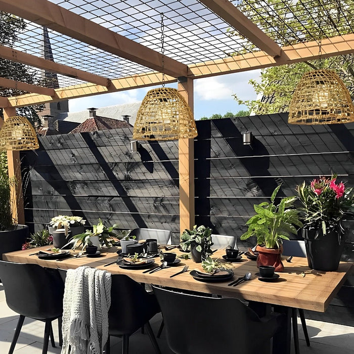 Solar Bell Shaped Outdoor Pendant Light, Waterproof Garden/Patio/Porch Lantern, Dusk to Dawn Rattan/Iron Chandelier, Easy Install