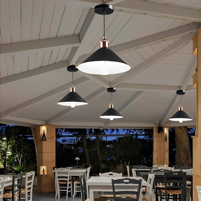 Solar Conical LED Pendant Light, Dusk to Dawn Garden Lighting, Waterproof Hanging for Patio/Yard