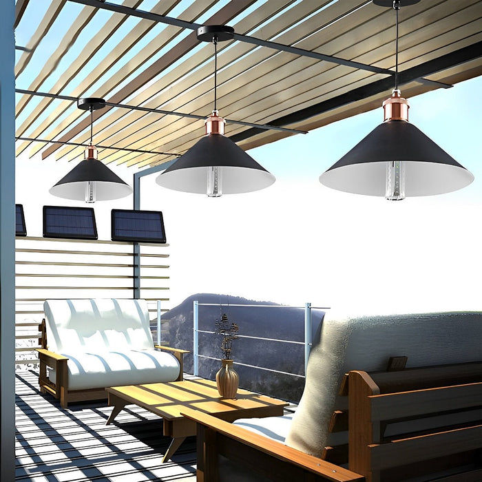 Solar Conical LED Pendant Light, Dusk to Dawn Garden Lighting, Waterproof Hanging for Patio/Yard
