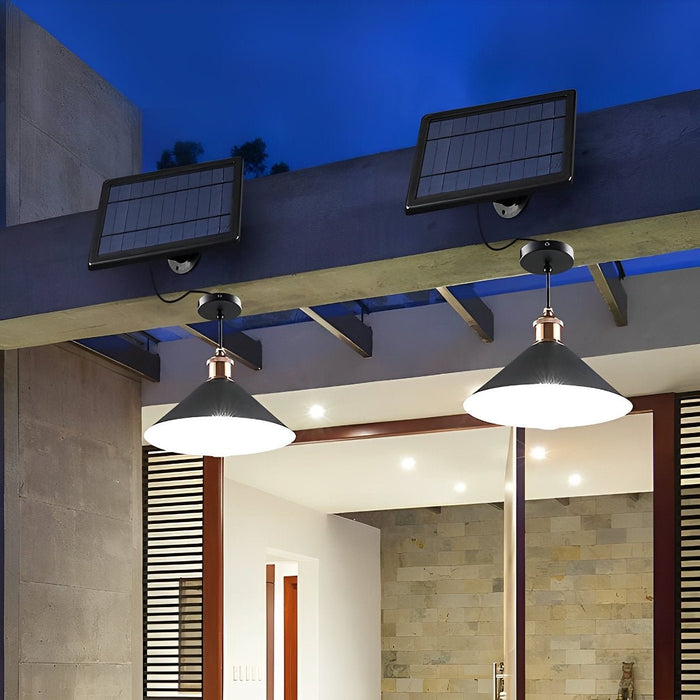 Solar Conical LED Pendant Light, Dusk to Dawn Garden Lighting, Waterproof Hanging for Patio/Yard