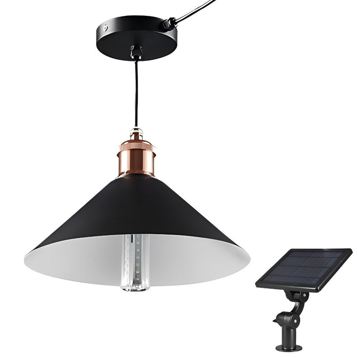 Solar Conical LED Pendant Light, Dusk to Dawn Garden Lighting, Waterproof Hanging for Patio/Yard
