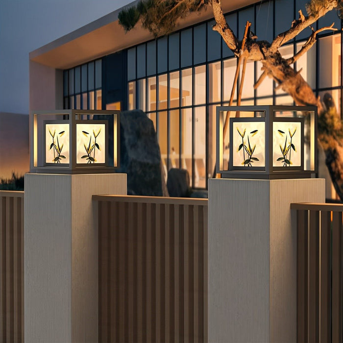 Solar Dusk to Dawn Post Light, Waterproof Ice Cracked Glass, 3 Color Modes for Garden/Yard/Patio/Entryway