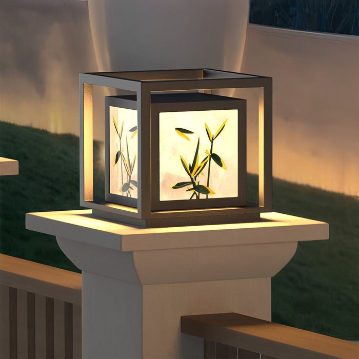 Solar Dusk to Dawn Post Light, Waterproof Ice Cracked Glass, 3 Color Modes for Garden/Yard/Patio/Entryway