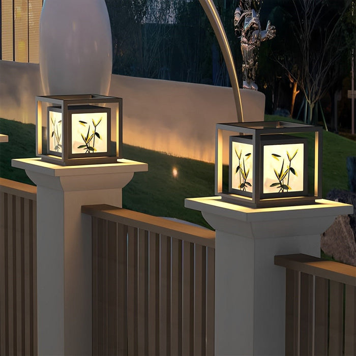 Solar Dusk to Dawn Post Light, Waterproof Ice Cracked Glass, 3 Color Modes for Garden/Yard/Patio/Entryway