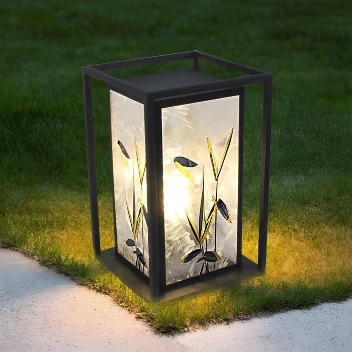 Solar Dusk to Dawn Post Light, Waterproof Ice Cracked Glass, 3 Color Modes for Garden/Yard/Patio/Entryway