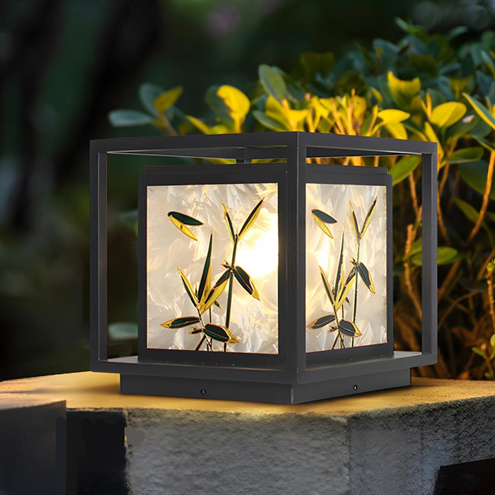 Solar Dusk to Dawn Post Light, Waterproof Ice Cracked Glass, 3 Color Modes for Garden/Yard/Patio/Entryway