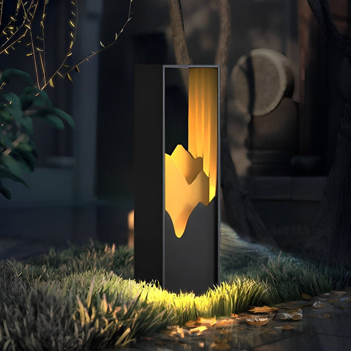 Solar Path Light - Mountain Scenery Outdoor Landscape Lighting, Waterproof Stainless Steel Garden Art