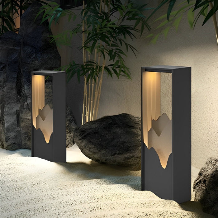 Solar Path Light - Mountain Scenery Outdoor Landscape Lighting, Waterproof Stainless Steel Garden Art