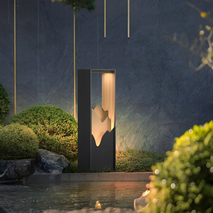 Solar Path Light - Mountain Scenery Outdoor Landscape Lighting, Waterproof Stainless Steel Garden Art