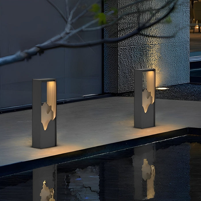 Solar Path Light - Mountain Scenery Outdoor Landscape Lighting, Waterproof Stainless Steel Garden Art