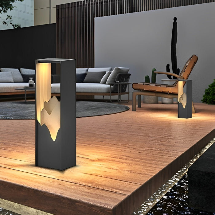 Solar Path Light - Mountain Scenery Outdoor Landscape Lighting, Waterproof Stainless Steel Garden Art
