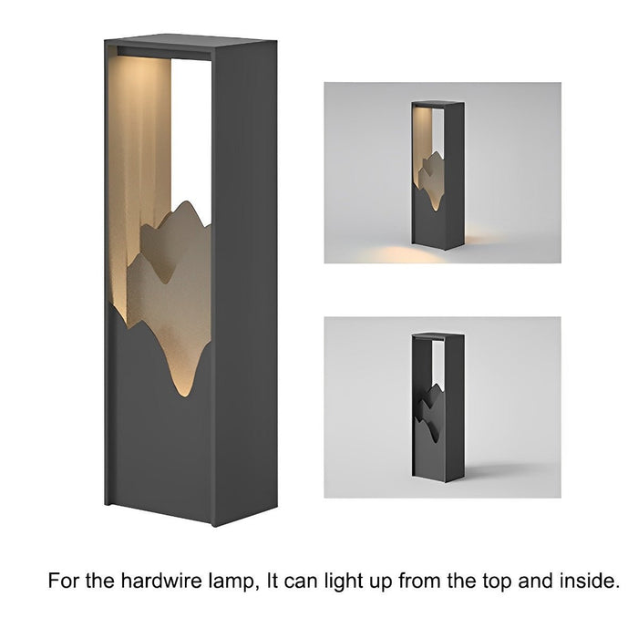 Solar Path Light - Mountain Scenery Outdoor Landscape Lighting, Waterproof Stainless Steel Garden Art