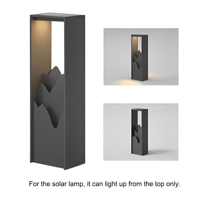 Solar Path Light - Mountain Scenery Outdoor Landscape Lighting, Waterproof Stainless Steel Garden Art