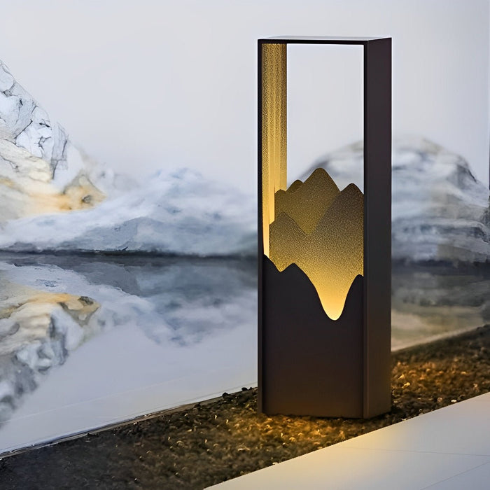 Solar Path Light - Mountain Scenery Outdoor Landscape Lighting, Waterproof Stainless Steel Garden Art