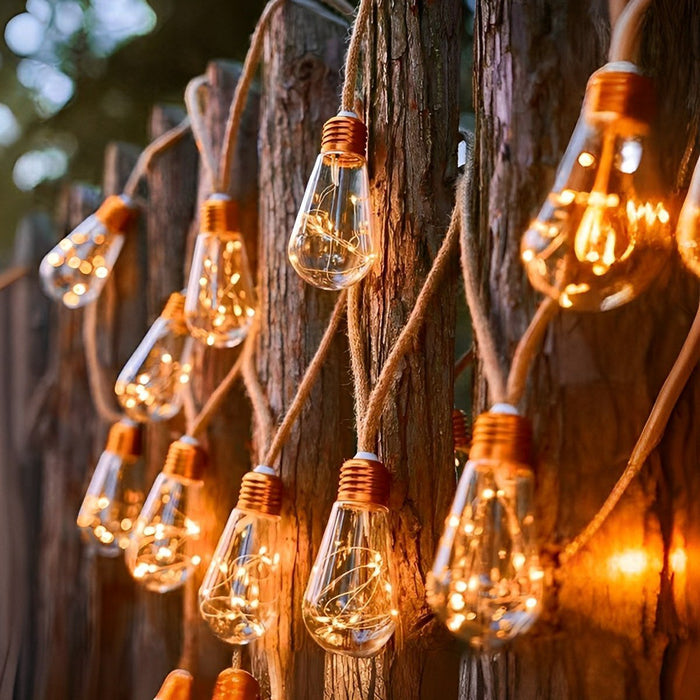 Solar Retro Filament LED String Lights, Waterproof IP55, Outdoor Garden/Patio/Yard