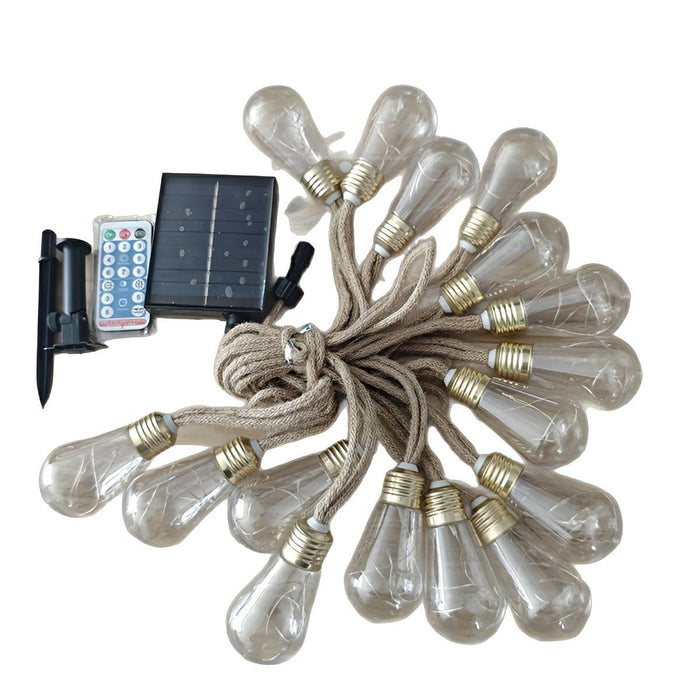 Solar Retro Filament LED String Lights, Waterproof IP55, Outdoor Garden/Patio/Yard
