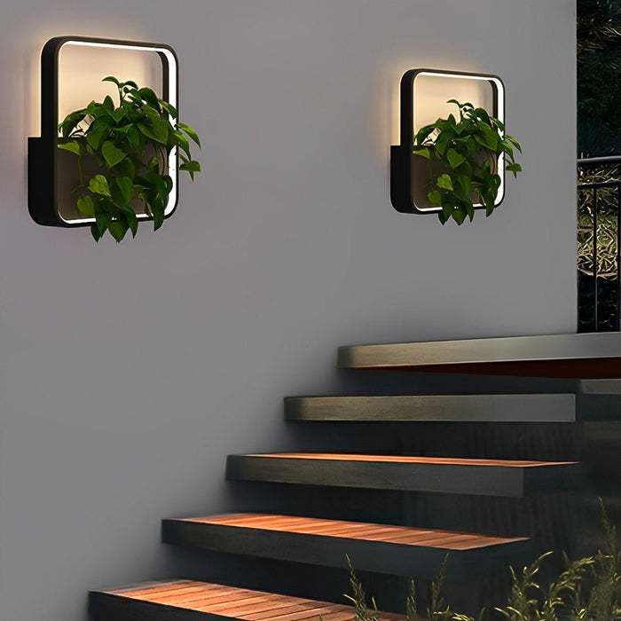 Solar LED Wall Planter Light - Outdoor Waterproof - Integrated Plant Pot, Garden Decor