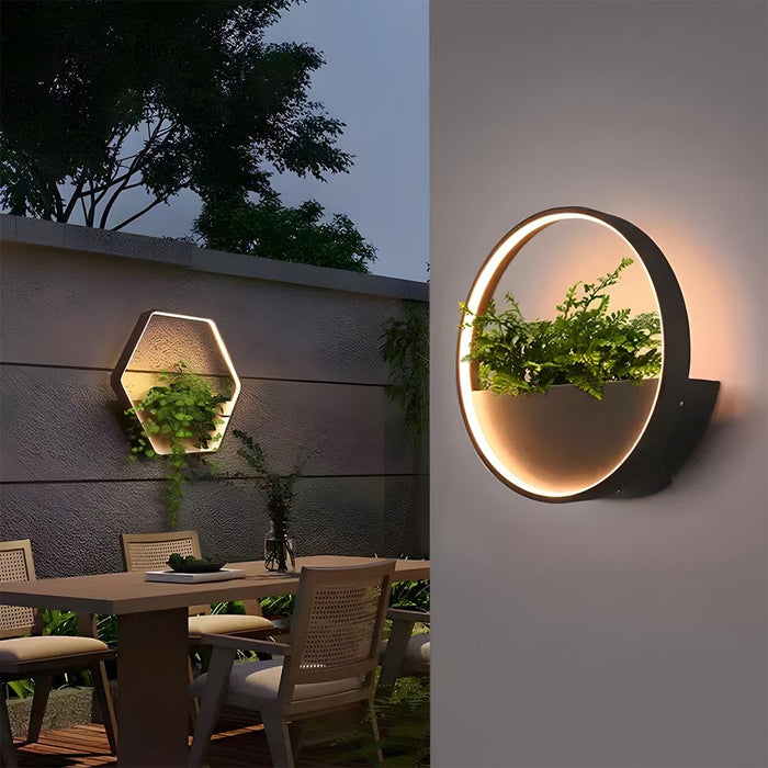 Solar LED Wall Planter Light - Outdoor Waterproof - Integrated Plant Pot, Garden Decor