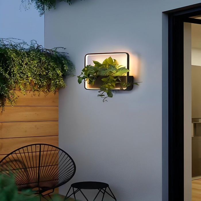Solar LED Wall Planter Light - Outdoor Waterproof - Integrated Plant Pot, Garden Decor
