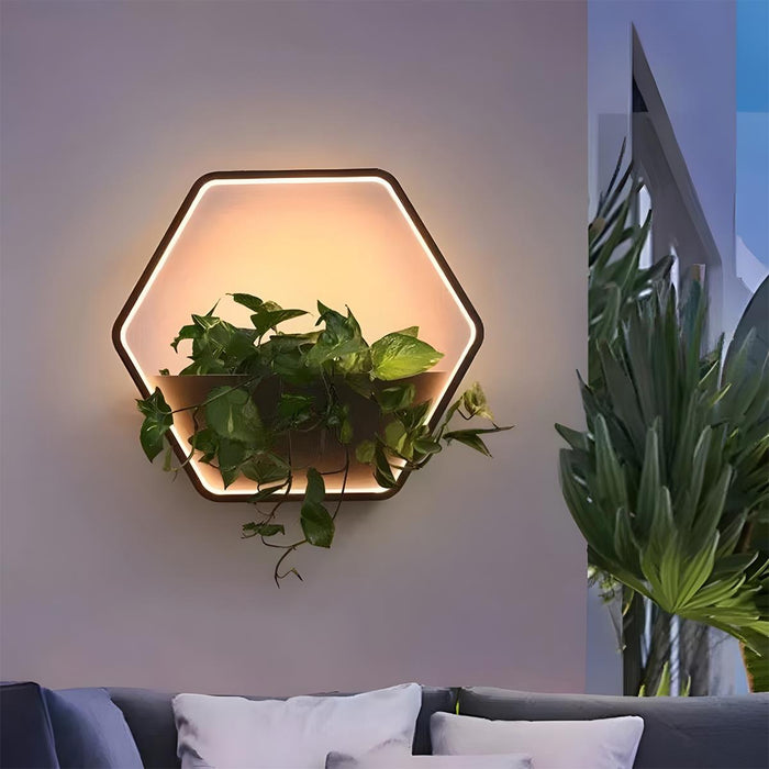 Solar LED Wall Planter Light - Outdoor Waterproof - Integrated Plant Pot, Garden Decor