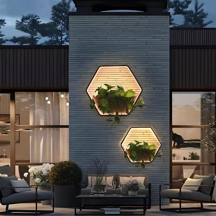 Solar LED Wall Planter Light - Outdoor Waterproof - Integrated Plant Pot, Garden Decor