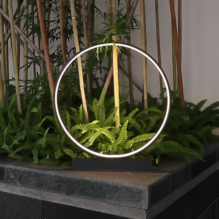 Solar Halo Ring Landscape Light, Waterproof IP65, Modern Lawn/Garden/Patio Accent, Dusk to Dawn