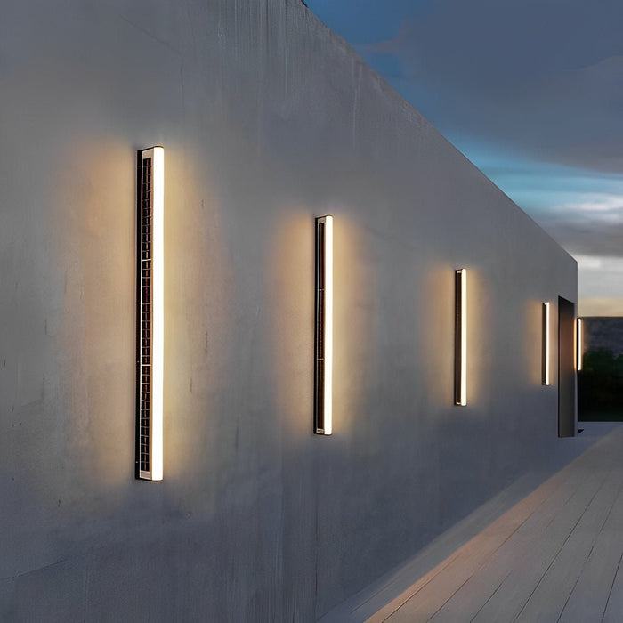 Solar Modern Rectangular Minimalist LED Strip Light - Waterproof Outdoor Wall Sconce