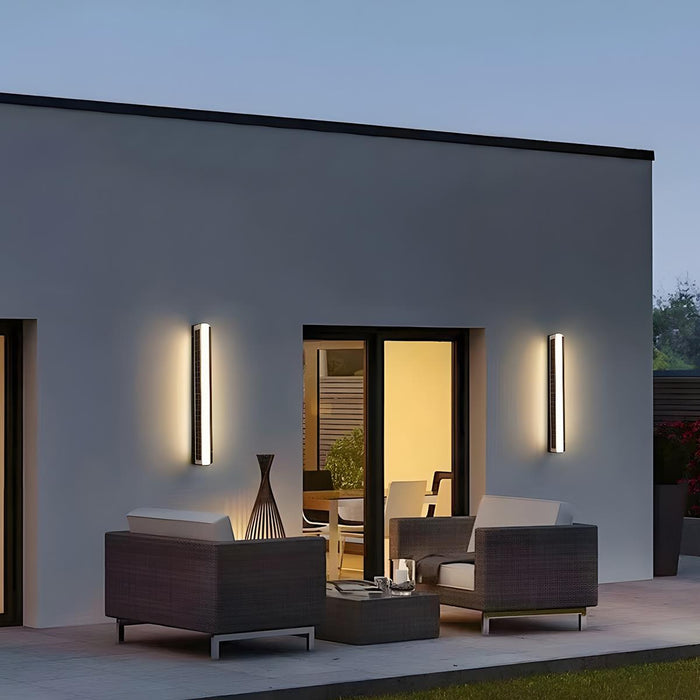 Solar Modern Rectangular Minimalist LED Strip Light - Waterproof Outdoor Wall Sconce