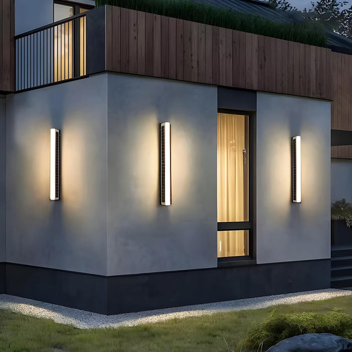 Solar Modern Rectangular Minimalist LED Strip Light - Waterproof Outdoor Wall Sconce