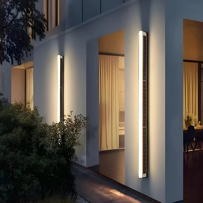 Solar Modern Rectangular Minimalist LED Strip Light - Waterproof Outdoor Wall Sconce