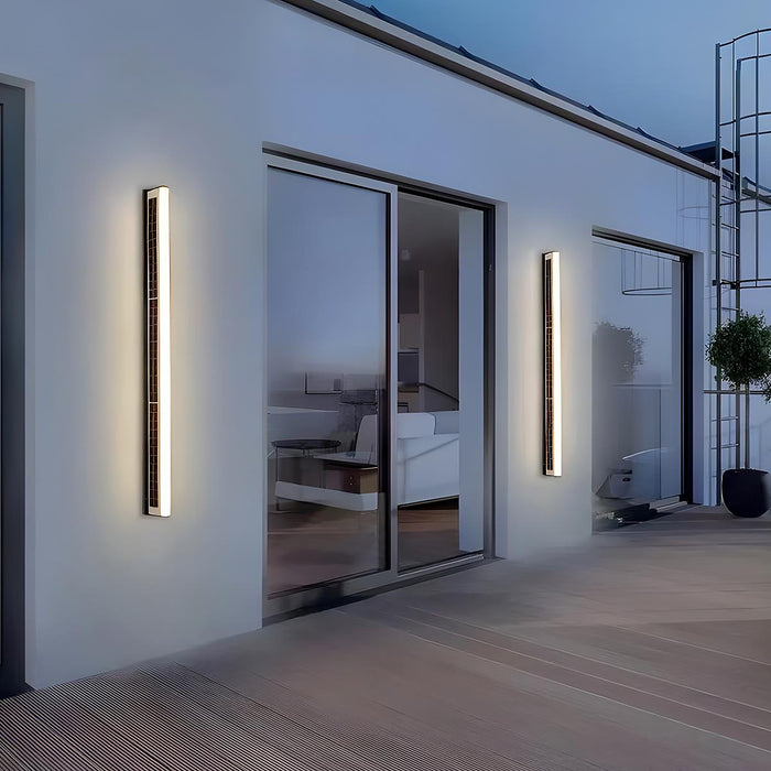 Solar Modern Rectangular Minimalist LED Strip Light - Waterproof Outdoor Wall Sconce
