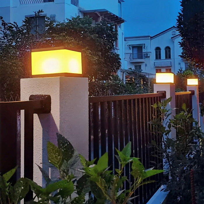 Solar Dusk to Dawn, Waterproof Modern Square LED Outdoor Post Light for Fence/Patio/Yard Security