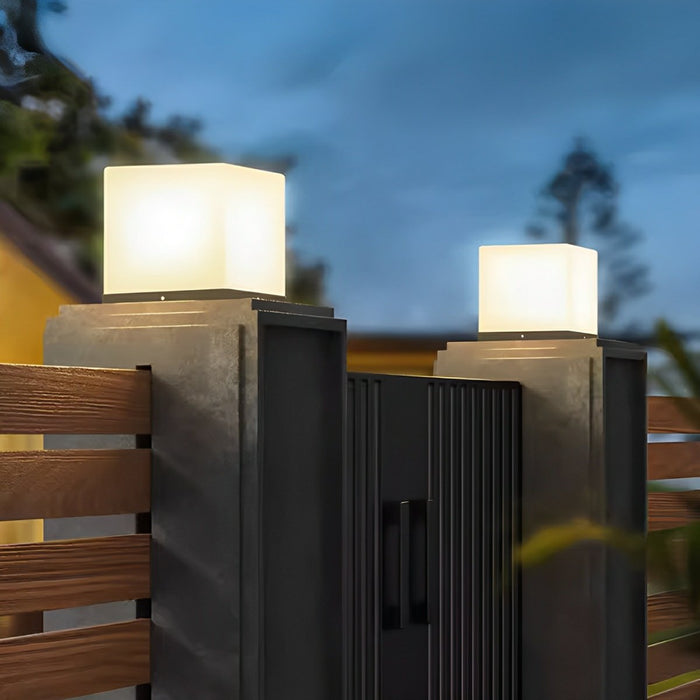 Solar Dusk to Dawn, Waterproof Modern Square LED Outdoor Post Light for Fence/Patio/Yard Security