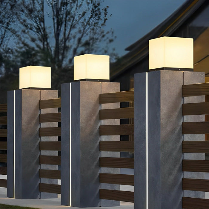 Solar Dusk to Dawn, Waterproof Modern Square LED Outdoor Post Light for Fence/Patio/Yard Security