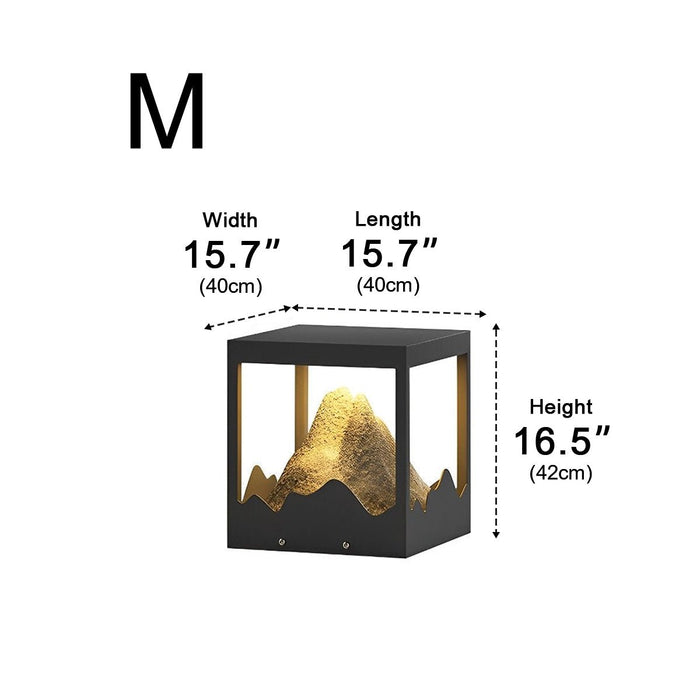 Solar Outdoor Post Light, Waterproof Landscape Lighting for Garden/Patio/Yard, Stainless Steel, Mountain Design, Dusk to Dawn Security