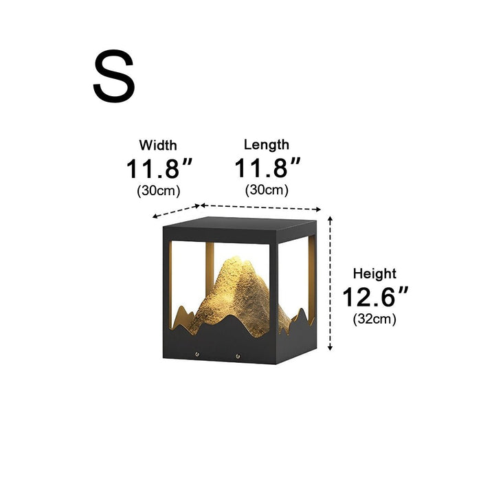 Solar Outdoor Post Light, Waterproof Landscape Lighting for Garden/Patio/Yard, Stainless Steel, Mountain Design, Dusk to Dawn Security
