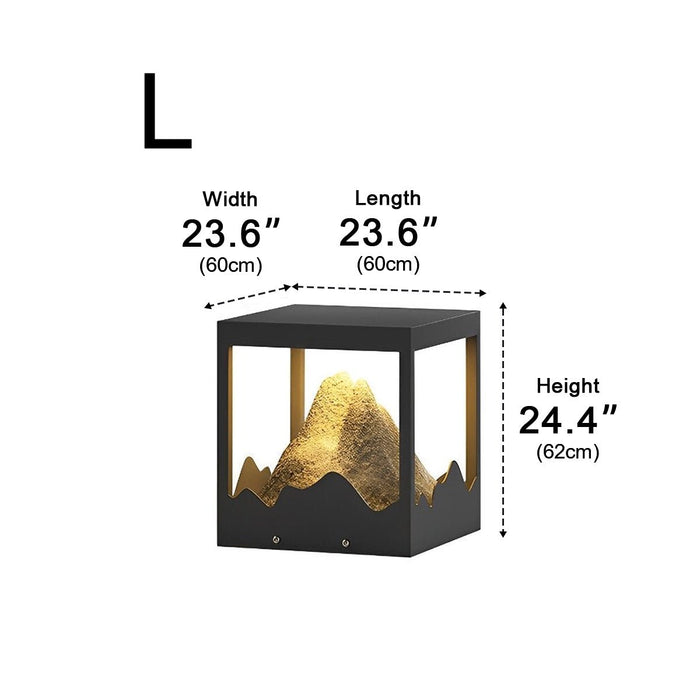 Solar Outdoor Post Light, Waterproof Landscape Lighting for Garden/Patio/Yard, Stainless Steel, Mountain Design, Dusk to Dawn Security