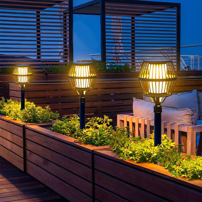 Waterproof Solar Outdoor LED Lawn Landscape Lighting - Garden Pathway Post Light, Patio Lantern