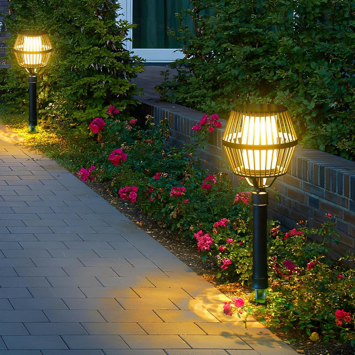 Waterproof Solar Outdoor LED Lawn Landscape Lighting - Garden Pathway Post Light, Patio Lantern