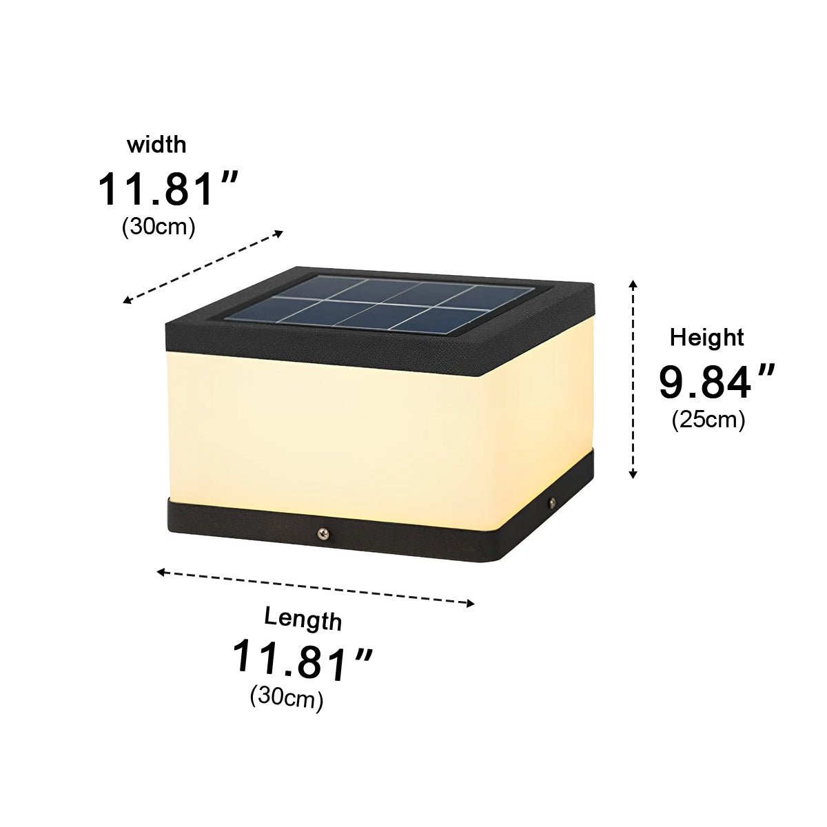 Solar LED Post Light, Waterproof IP54, Square Acrylic Design for Fence/Pillar/Garden, Dusk to Dawn Illumination