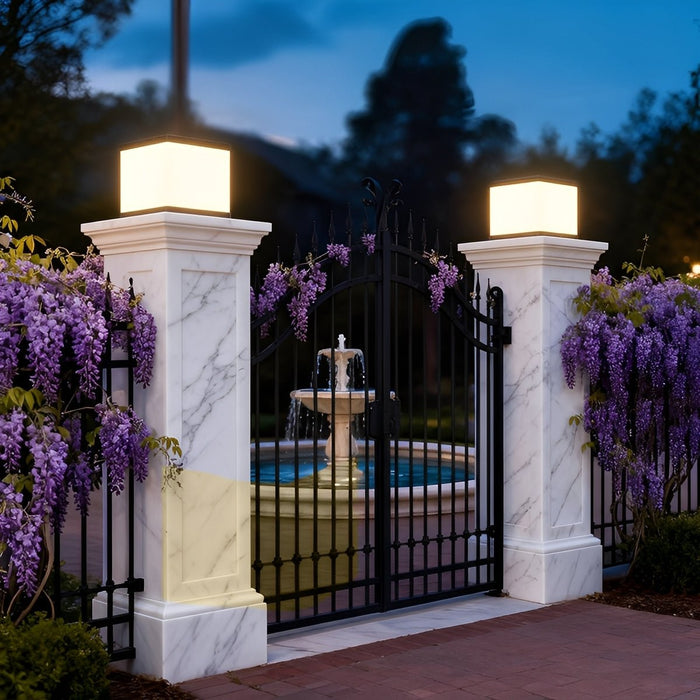 Solar LED Post Light, Waterproof IP54, Square Acrylic Design for Fence/Pillar/Garden, Dusk to Dawn Illumination