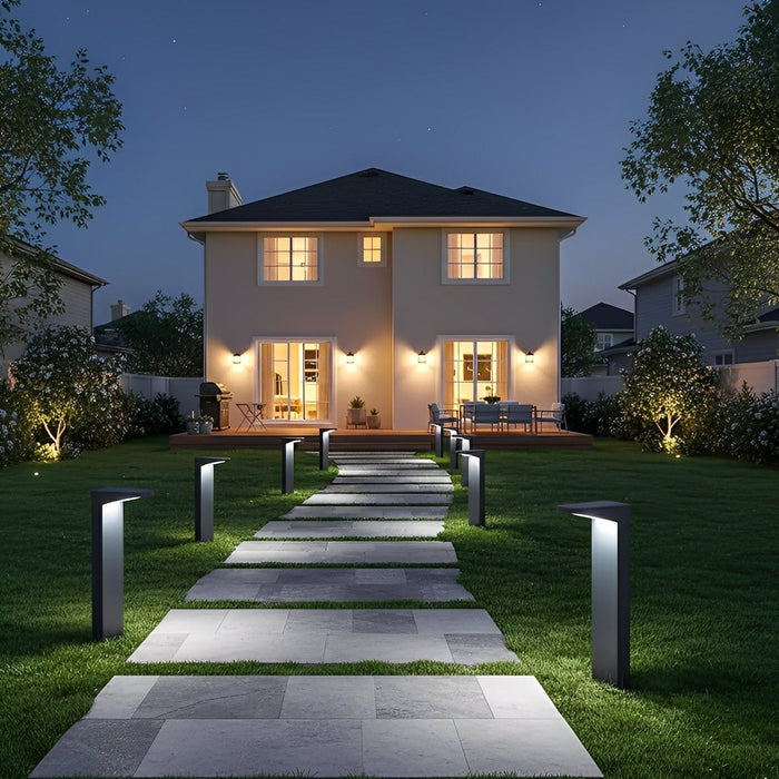 Solar Dusk to Dawn 7-Shaped LED Pathway Post Light, Waterproof Modern Design for Garden/Yard