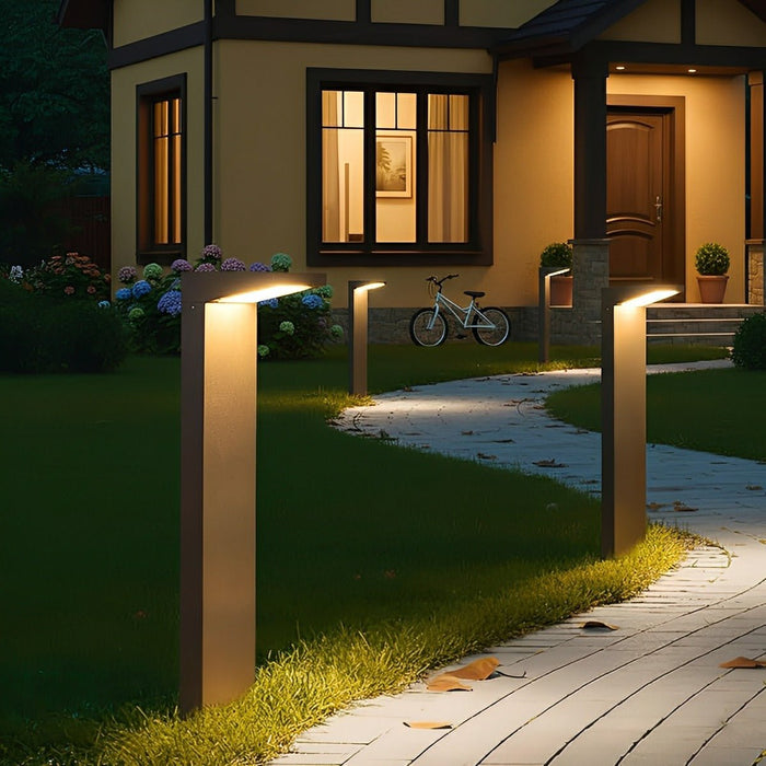 Solar Dusk to Dawn 7-Shaped LED Pathway Post Light, Waterproof Modern Design for Garden/Yard