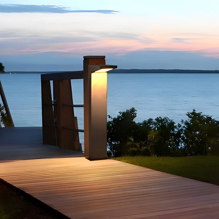 Solar Dusk to Dawn 7-Shaped LED Pathway Post Light, Waterproof Modern Design for Garden/Yard